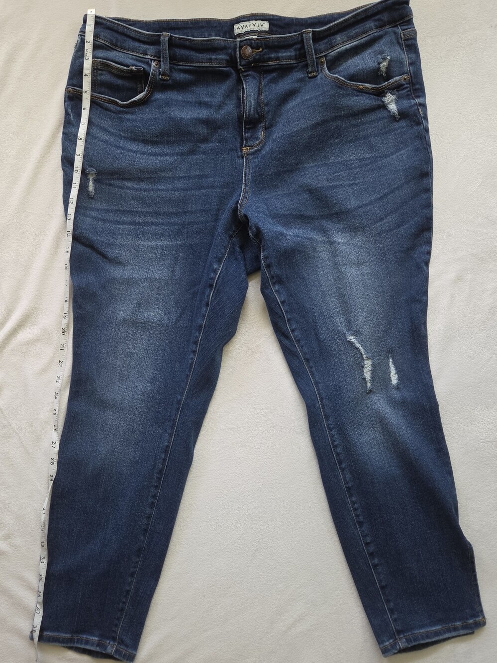 Ava & Viv Dark Blue Distressed Ankle Jeans